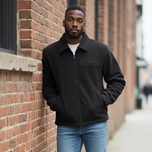 ARJUN Vintage Y2K‎ Black Wool Blend Zip Front Jacket Men's 2XL New with Tags